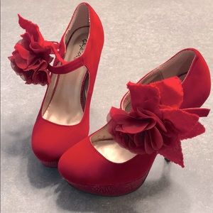 Red Stilettos with Flower